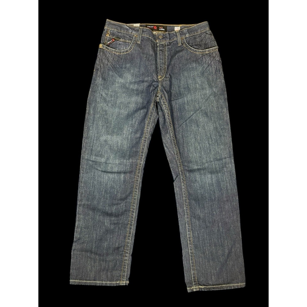 ARIAT FR M3 Loose Workwear Cat 2 Dark Blue Wash Denim Jeans Mens 36X32 NWT